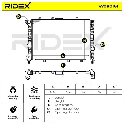 Radiator, Engine Cooling RIDEX 470R0161 470R0161 - photo 5