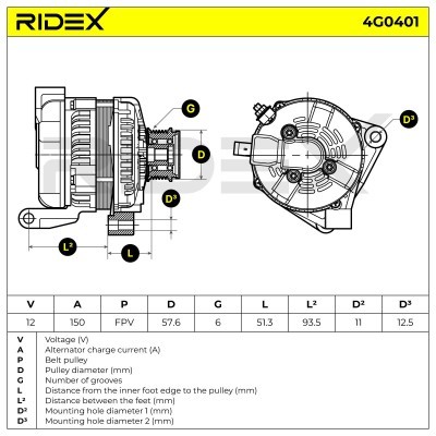Alternator RIDEX 4G0401 4G0401 - photo 6