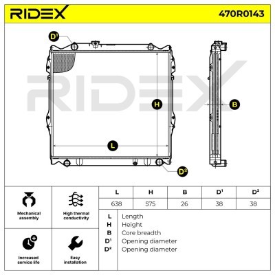 Radiator, Engine Cooling RIDEX 470R0143 470R0143 - photo 3