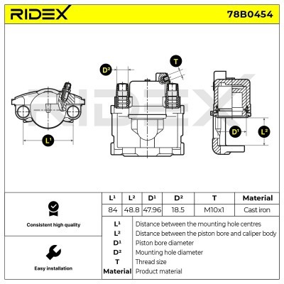 Brake Caliper RIDEX 78B0454 78B0454 - photo 2