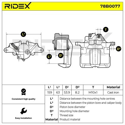 Brake Caliper RIDEX 78B0077 78B0077 - photo 5