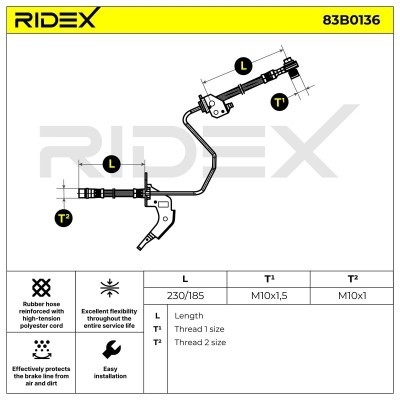 Brake Hose RIDEX 83B0136 83B0136 - photo 2