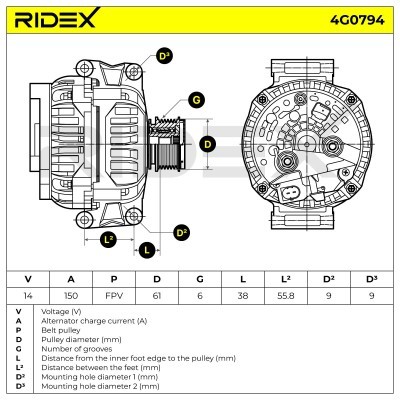 Alternator RIDEX 4G0794 4G0794 - photo 5