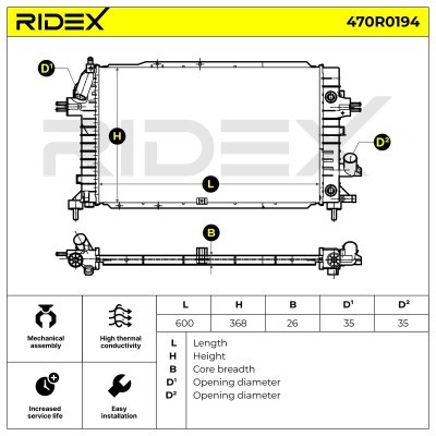 Radiator, Engine Cooling RIDEX 470R0194 470R0194 - photo 6