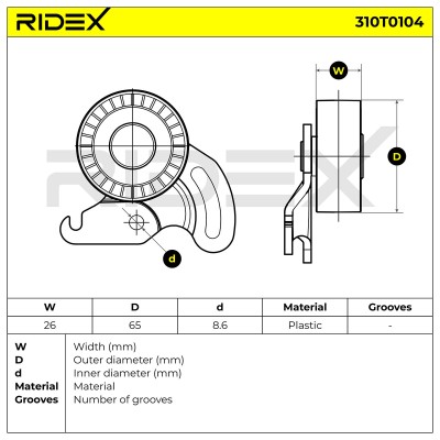 Belt Tensioner V-Ribbed Belt RIDEX 310T0104 310T0104 - photo 6