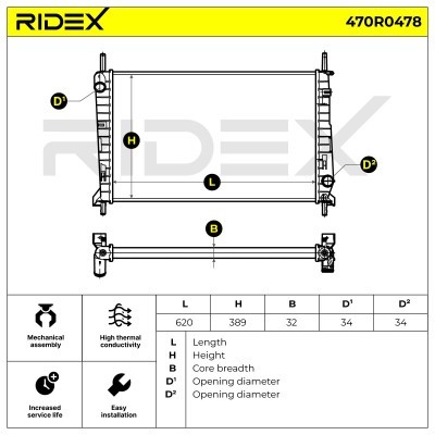 Radiator, Engine Cooling RIDEX 470R0478 470R0478 - photo 4