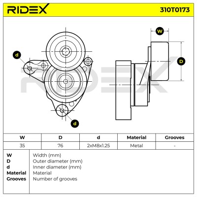 Belt Tensioner V-Ribbed Belt RIDEX 310T0173 310T0173 - photo 6