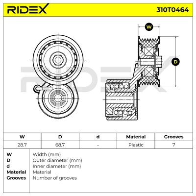 Belt Tensioner V-Ribbed Belt RIDEX 310T0464 310T0464 - photo 9