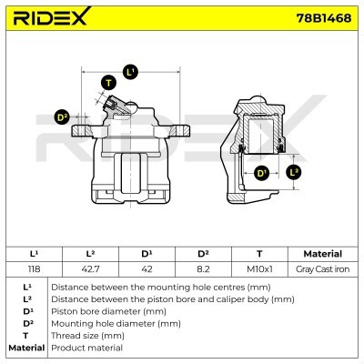 Brake Caliper RIDEX 78B1468 78B1468 - photo 7