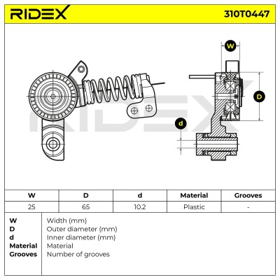Belt Tensioner V-Ribbed Belt RIDEX 310T0447 310T0447 - photo 6