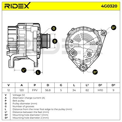 Alternator RIDEX 4G0320 4G0320 - photo 5