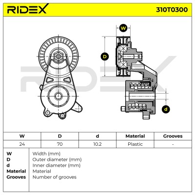 Belt Tensioner V-Ribbed Belt RIDEX 310T0300 310T0300 - photo 6