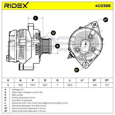 Alternator RIDEX 4G0388 4G0388 - photo 6
