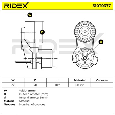Belt Tensioner V-Ribbed Belt RIDEX 310T0377 310T0377 - photo 6