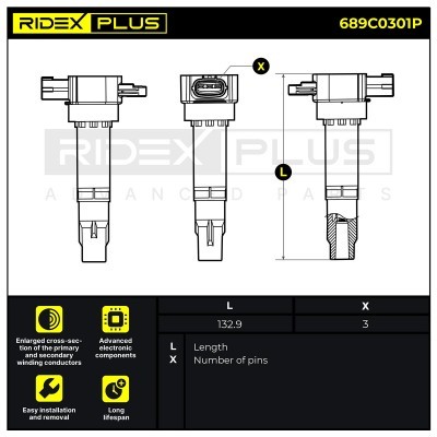 Ignition Coil RIDEX 689C0301P 689C0301P - photo 8