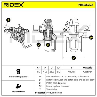 Brake Caliper RIDEX 78B0342 78B0342 - photo 2