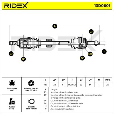 Drive Shaft RIDEX 13D0601 13D0601 - photo 7