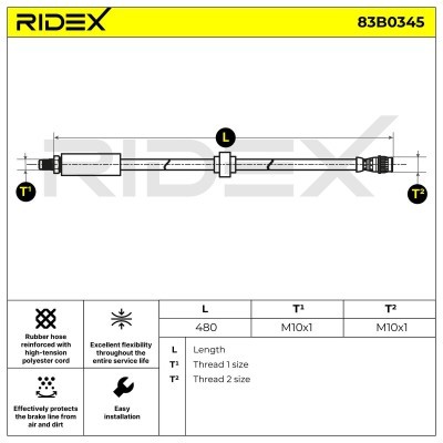 Brake Hose RIDEX 83B0345 83B0345 - photo 2