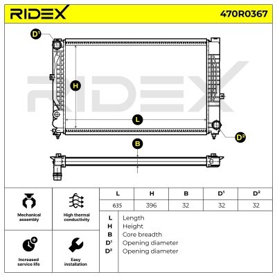 Radiator, Engine Cooling RIDEX 470R0367 470R0367 - photo 4