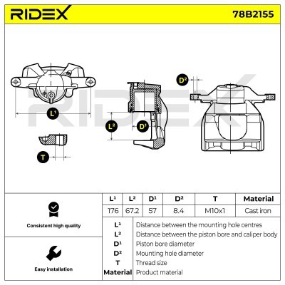 Brake Caliper RIDEX 78B2155 78B2155 - photo 6