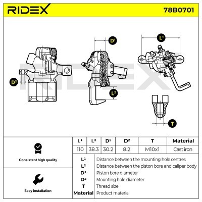 Brake Caliper RIDEX 78B0701 78B0701 - photo 7