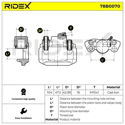 Brake Caliper RIDEX 78B0070 78B0070 - photo 4