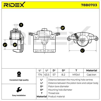 Brake Caliper RIDEX 78B0703 78B0703 - photo 7