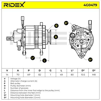 Alternator RIDEX 4G0479 4G0479 - photo 9