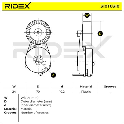 Belt Tensioner V-Ribbed Belt RIDEX 310T0310 310T0310 - photo 5
