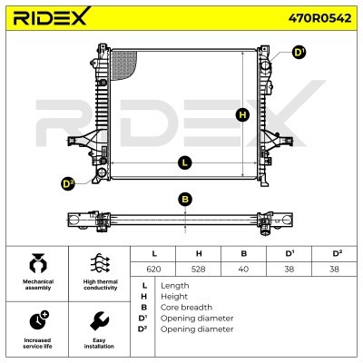 Radiator, Engine Cooling RIDEX 470R0542 470R0542 - photo 5