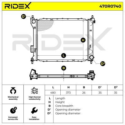 Radiator, Engine Cooling RIDEX 470R0740 470R0740 - photo 4
