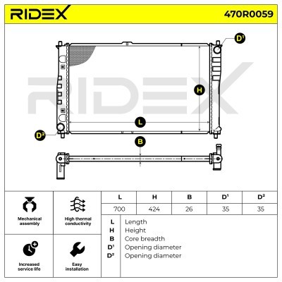 Radiator, Engine Cooling RIDEX 470R0059 470R0059 - photo 3