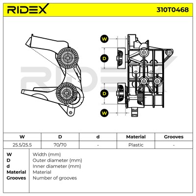 Belt Tensioner V-Ribbed Belt RIDEX 310T0468 310T0468 - photo 6