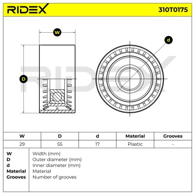 Belt Tensioner V-Ribbed Belt RIDEX 310T0175 310T0175 - photo 6