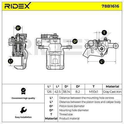 Brake Caliper RIDEX 78B1616 78B1616 - photo 7