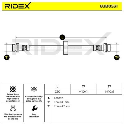 Brake Hose RIDEX 83B0531 83B0531 - photo 2