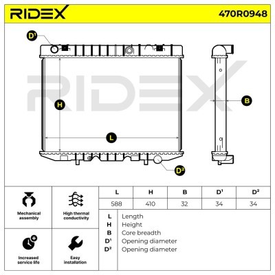Radiator, Engine Cooling RIDEX 470R0948 470R0948 - photo 8