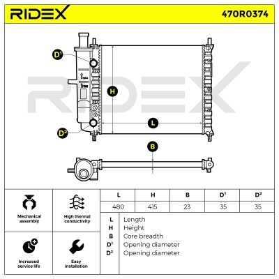 Radiator, Engine Cooling RIDEX 470R0374 470R0374 - photo 8