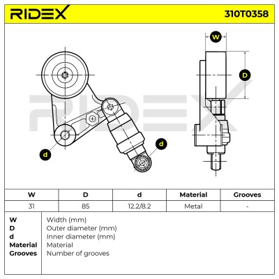Belt Tensioner V-Ribbed Belt RIDEX 310T0358 310T0358 - photo 6