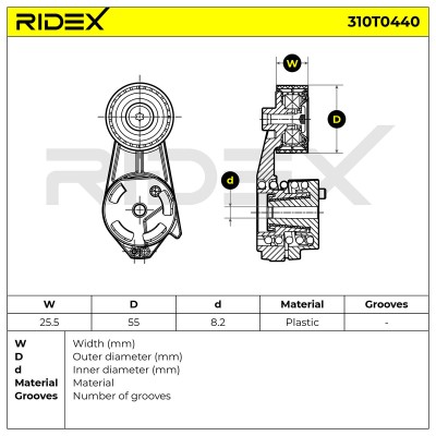 Belt Tensioner V-Ribbed Belt RIDEX 310T0440 310T0440 - photo 6