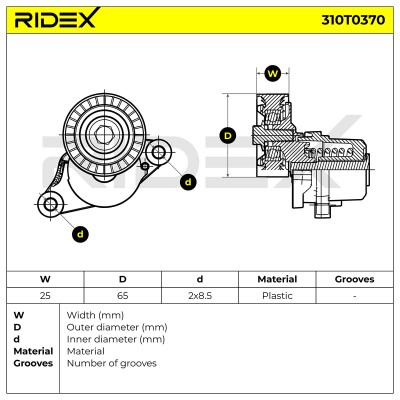 Belt Tensioner V-Ribbed Belt RIDEX 310T0370 310T0370 - photo 6