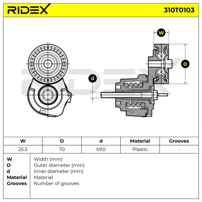 Belt Tensioner V-Ribbed Belt RIDEX 310T0103 310T0103 - photo 6