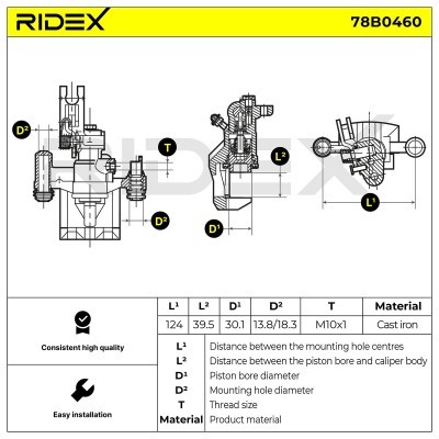 Brake Caliper RIDEX 78B0460 78B0460 - photo 6