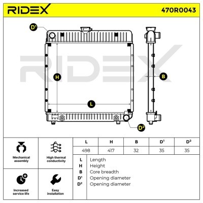 Radiator, Engine Cooling RIDEX 470R0043 470R0043 - photo 8