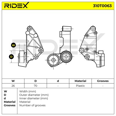 Belt Tensioner V-Ribbed Belt RIDEX 310T0063 310T0063 - photo 6