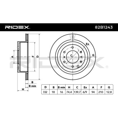 Brake Disc RIDEX 82B1243 82B1243 - photo 6