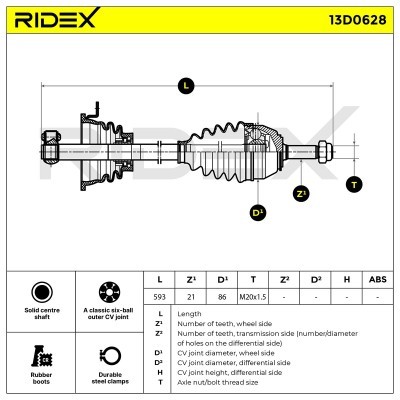 Drive Shaft RIDEX 13D0628 13D0628 - photo 7