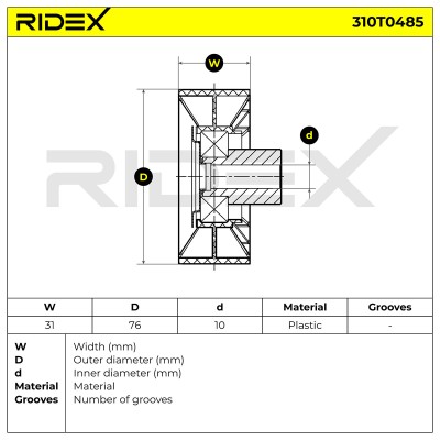 Belt Tensioner V-Ribbed Belt RIDEX 310T0485 310T0485 - photo 6