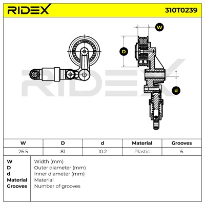 Belt Tensioner V-Ribbed Belt RIDEX 310T0239 310T0239 - photo 6