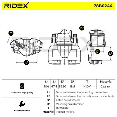 Brake Caliper RIDEX 78B0244 78B0244 - photo 6